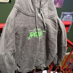 Ppc Hoodie Graffiti Infront Gray Grunge Green Size Large