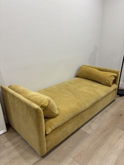 West Elm Daybed – Mustard Velvet, Excellent Condition