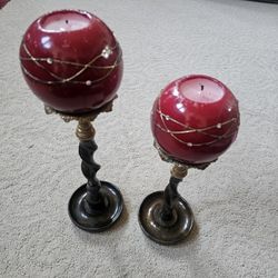 vintage Maitland-Smith attributed bronze and brass barley twist pillar candlestick