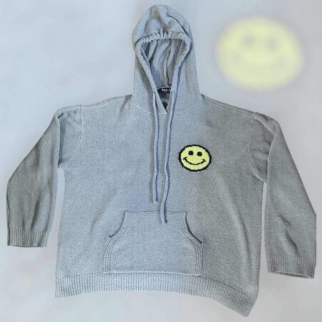 Blue B Really Soft Casual Retro Smiley Hoodie Size M/L