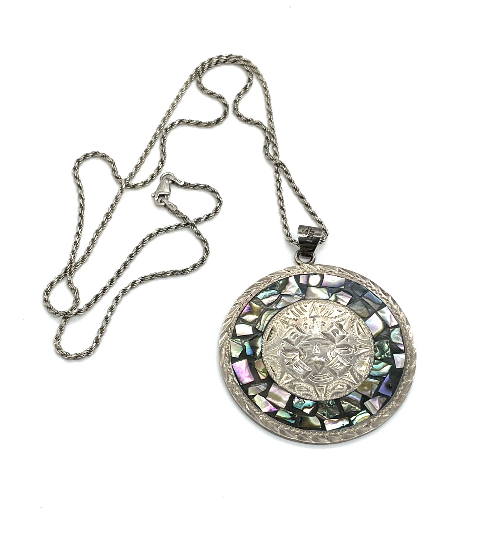 Sterling Reversible Abalone Necklace