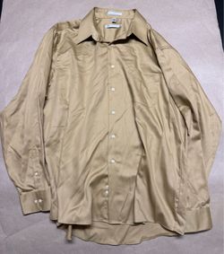 Geoffrey Beene Regular Fit LS Gold Sateen Men’s 17.5 36/37 Button-Up Shirt NEW without tags!