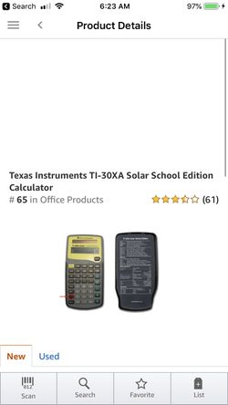 Texas Instruments TI-30XA Solar School Edition Calculator {url removed} calltxt3218379973 Sales Rank: #65 in Office Products Features Satisfaction en