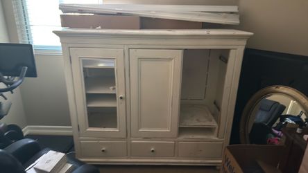 White Wood Armoire Entertainment Center