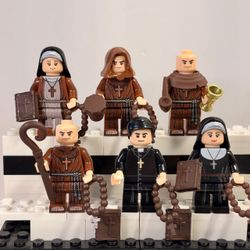 6pc Religious Minifigure Set Priests Nuns Bible LEGO Compatible