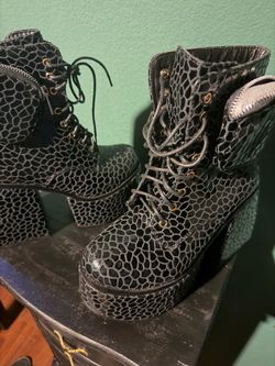 Vegan leather croc platform boots