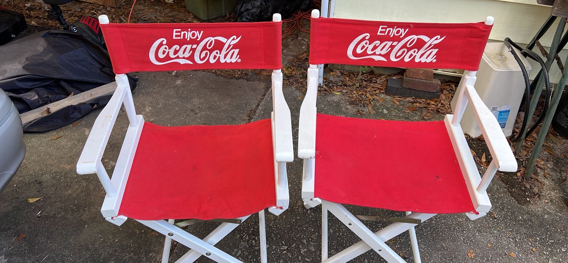 TWO Vtg Coca Cola Canvas Directors Chair