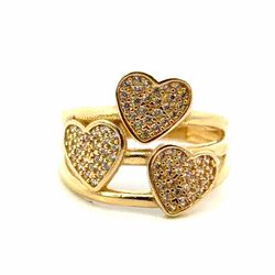 Woman’s Ladies 14k Yellow Gold CZ Cubic Zirconia Triple Heart Ring Size 7.5 GP3136772