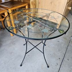 Metal Side Accent Table 😍 16 Wide 16 High Wrought Itron Garden Leaf Living Room Patio Round Home Decor