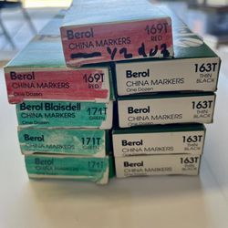 Berol Vintage Paper Wrapped China Marker Lot. 8.5 Dozen. BLACK/RED/GREEN. 102pcs