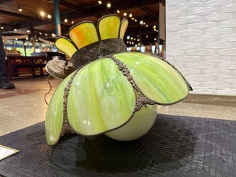 Green Lotus Slag Glass Hanging Pendant Light