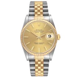 *1988 Men's Rolex 36mm DateJust Two Tone 18K Yellow Gold / Stainless Steel Watch with Champagne Dial and Fluted Bezel. (Pre-Owned Box/Paper 16233)