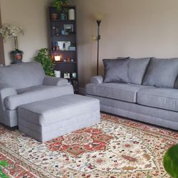 Sofa Set 3pc, Grey, Sofa, Oversized Chair, Ottoman