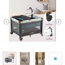 PAMO BABE PORTABLE CRIB FOR , PORTABLE PLAYPEN WITH DETACHABLE BASSINET - BLUE