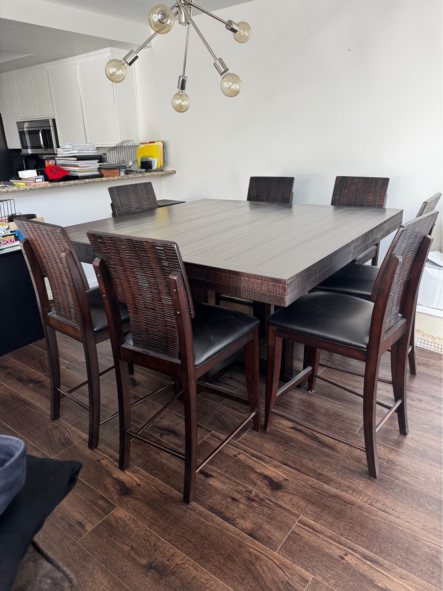 Dining Table with 8 Chairs solid dark wood