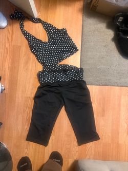 Black Polka Dot Halter Top and Capri Set