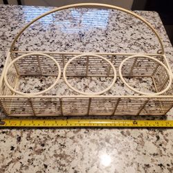 Vintage Wrought  Iron 3 Slot Hanging Planter 15 Inches