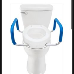 New In Box Elongated Toilet Seat With Handles Commode 