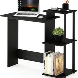 Efficient Home Laptop Notebook Computer Desk with Square Shelves, Americano/Black