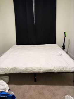 King size black metal platform bed