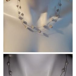 4 VINTAGE WHITE STAG double strand Crystal Ball NECKLACES New lt#1013