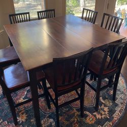 Bar Height Table with leaf and 6 chairs