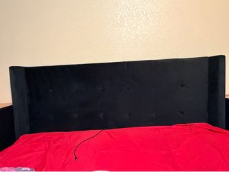 Queen black velour headboard