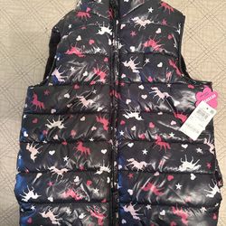 New black reversible (waterproof and fur)  vest for  girls youth size L