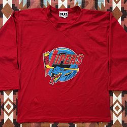 Vintage OKAY Sport Detroit Vipers Mesh Hockey Jersey Graphic Logo Men’s Médium 