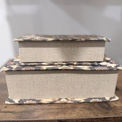 Crate And Barrel Canvas Book Box Storage Set 