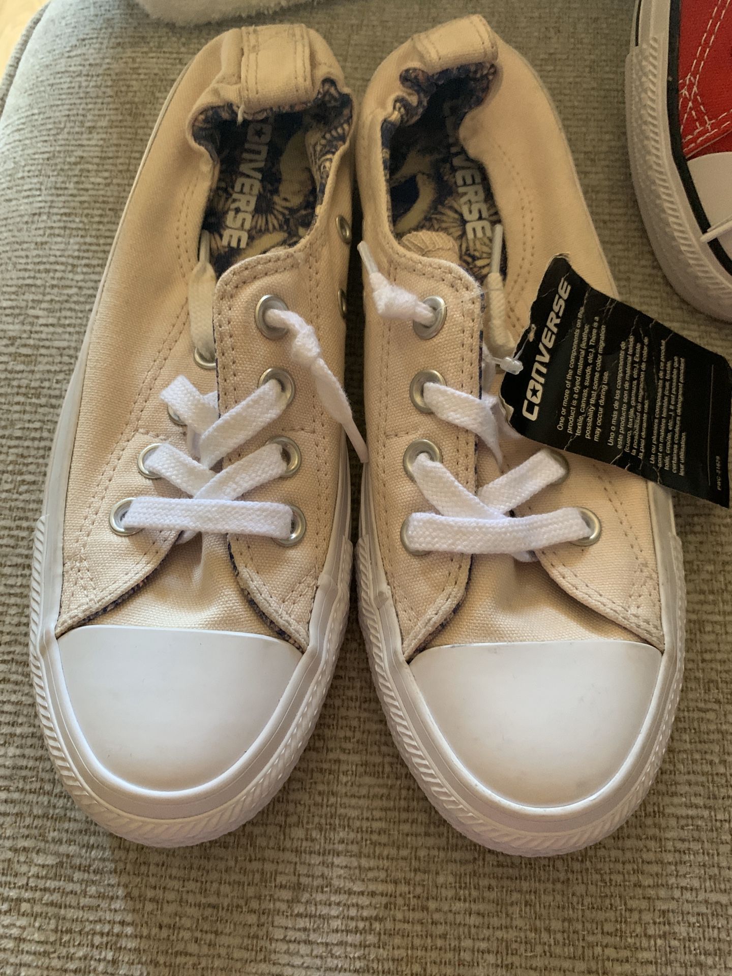 Cream White and Floral Converse