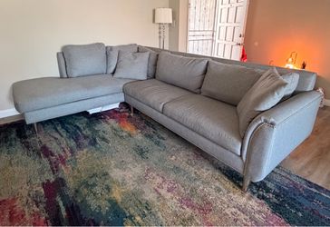 Gray Fabric Sectional Sofa with Chaise