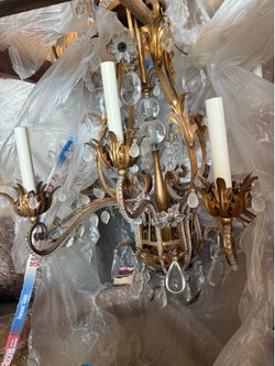 2 Elegant Gold Crystal Chandeliers – Paid $3,000, Selling Both for $300