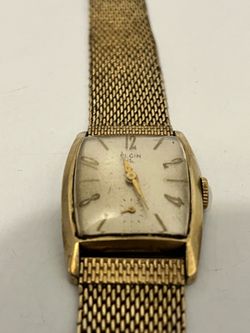 Vintage 1950s Elgin Mechanical Wristwatch 10K Gold Filled Bracelet and Case