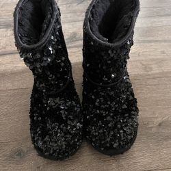 Girls black sequined ugg boots size 2 