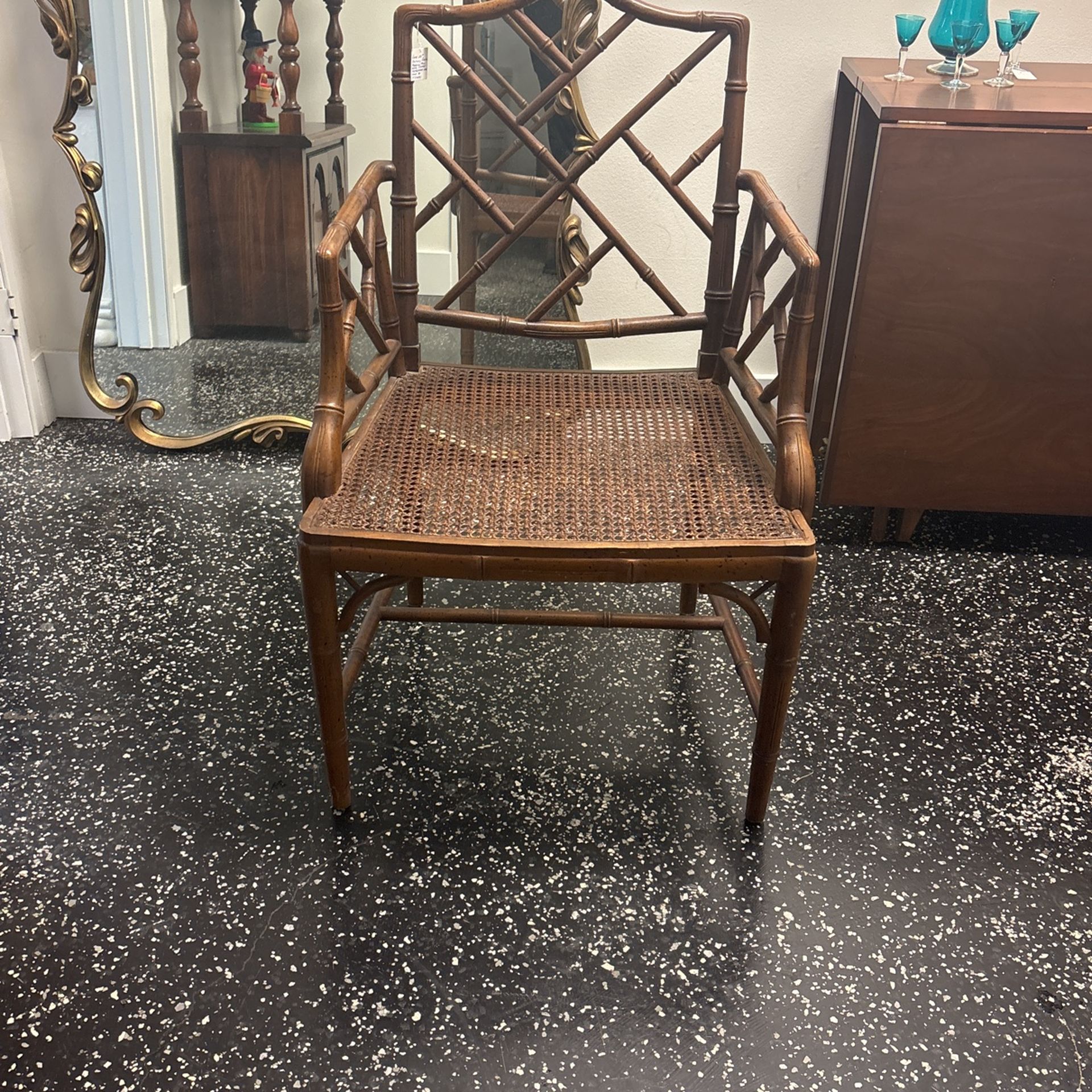 HEKMAN Coastal Regency Faux Bamboo Chippendale Cane Chair