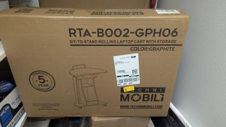 Sit-to-Stand Rolling Adjustable Height Laptop Cart With Storage