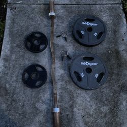 Curl bar set up with weights