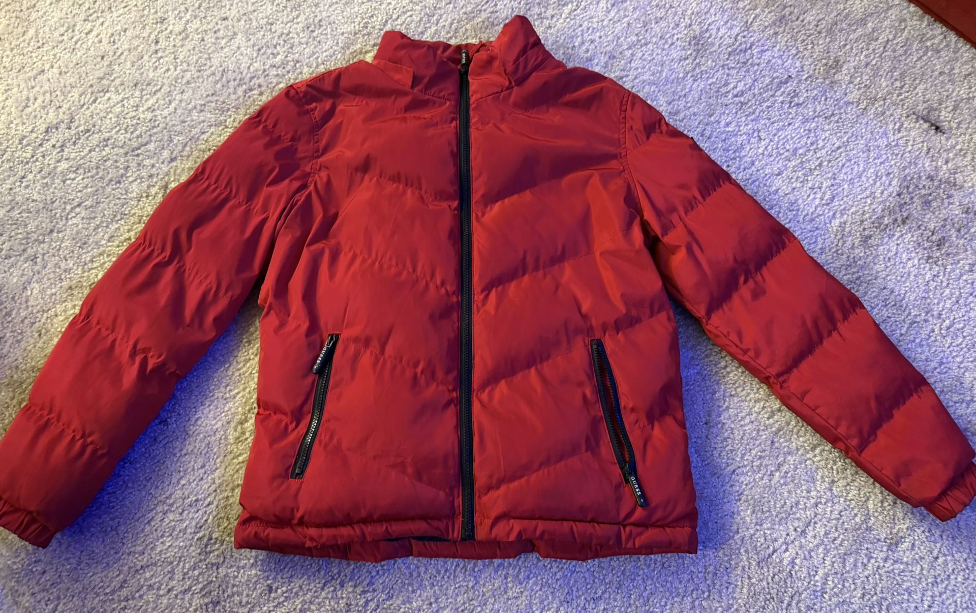 Red Guess Size M In Men Puffer Jacket