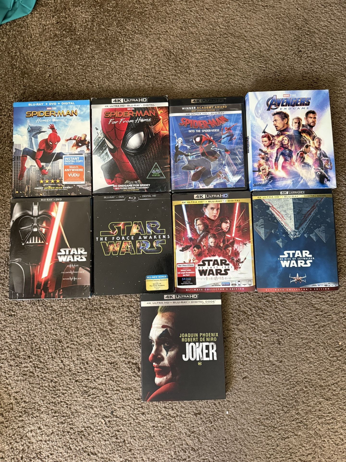 Various Marvel, Star Wars, Joker Movies