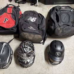 Good Used Condition Softball Bag Backpack Helmet Cleats Compartment New Balance Easton Schutt Firecrackers/EPA Excel Preps Academy Travel Ball 