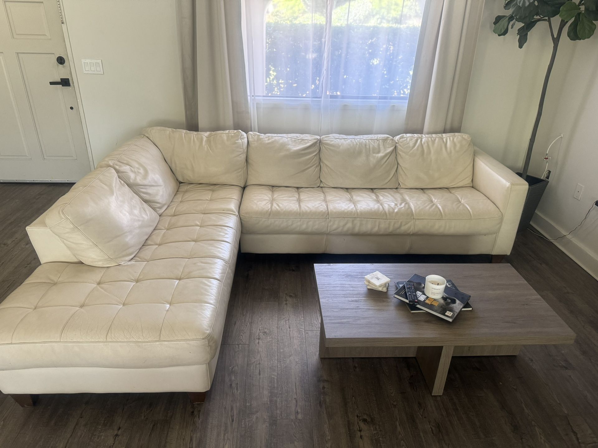 White leather couch 