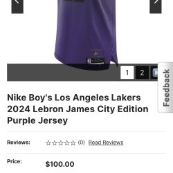 Nike Boy's Los Angeles Lakers 2024 Lebron James City Edition Purple Jersey