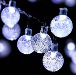 Solar String Lights Globe 33 Feet 60 Crystal Balls Waterproof LED Fairy Lights 8 Modes Outdoor Starry Lights Solar Powered String Light for Garden Yar