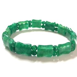 Green Jade jadeite bamboo bracelet bangle 3.5-4 inches