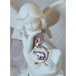 'Amanda Blu' matte silver tone elephant medallion charm "always remember"