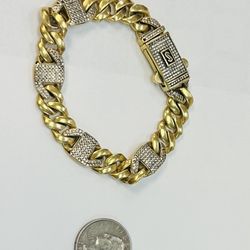 14k yellow gold Cuban link bracelet, Edge Monaco chain, 11mm, 8" long, weights 39.4 grams!