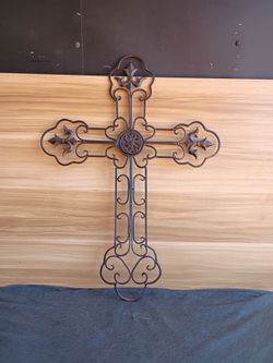 Rustic Iron Wall Cross - Brown Decorative Home Wall Decor