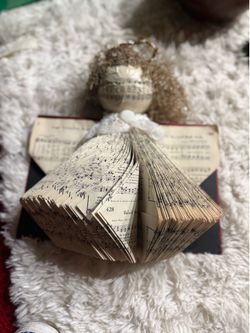 Vintage Handmade Folded Hymnal Sheet Music Book Art Angel Decor