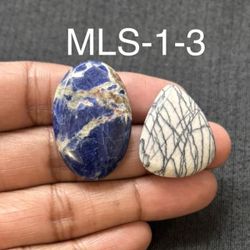 Multi-Stone Mix Shape Gemstone Cabochon-2Pc Lot-MLS-1-3/STK-123